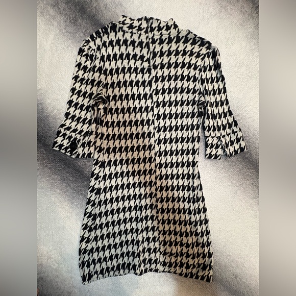 Unbranded Gray Black Large Houndstooth Mock Neck Knit Stretch Dress Medium M - Picture 5 of 7